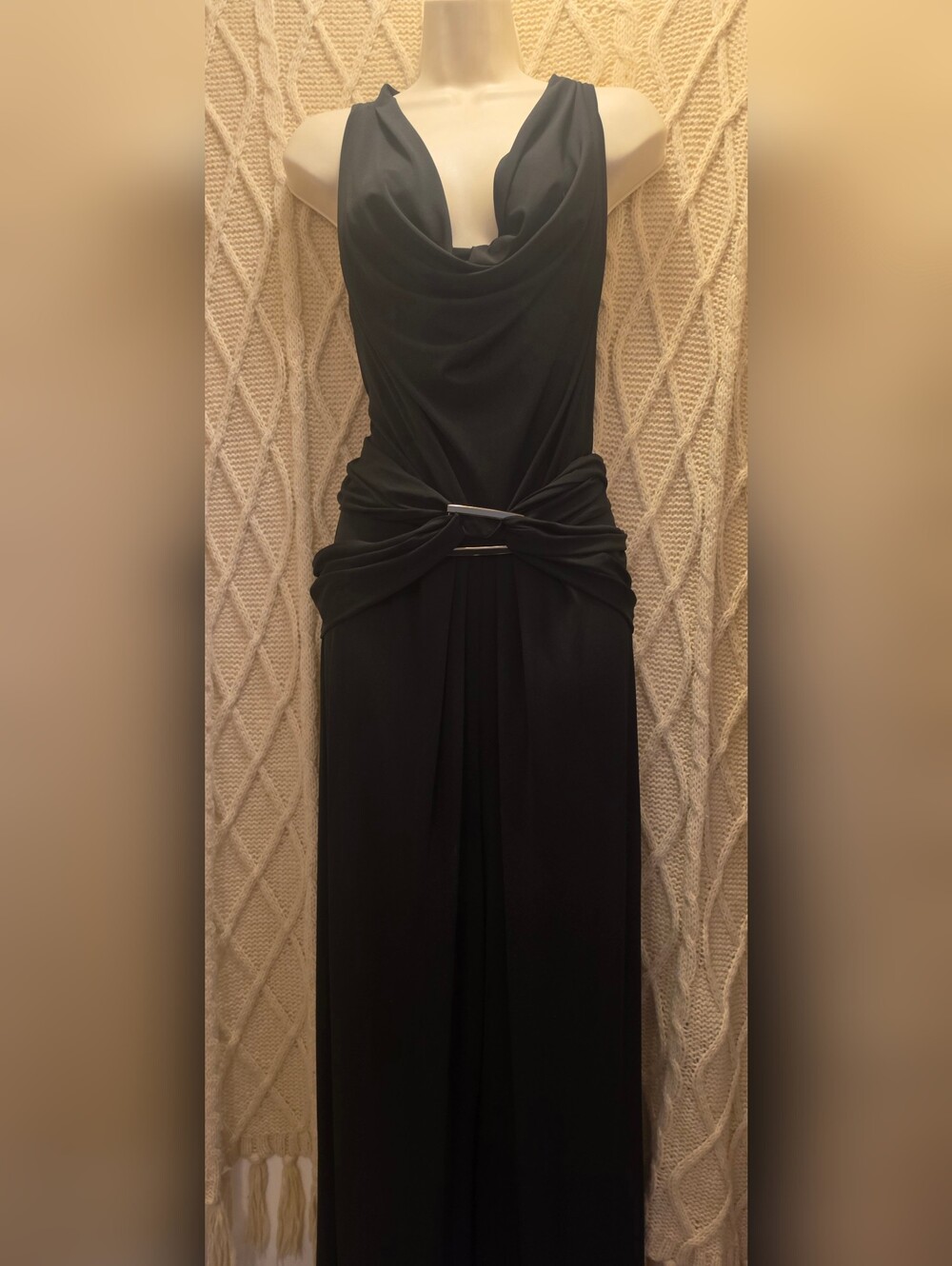 White House Black Market Matte Jersey Draped Grecian Halter Wide-leg Jumper